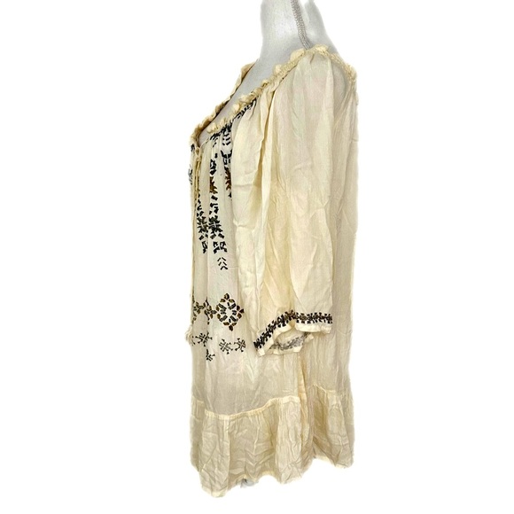 NWT RAGA Antalya Blouse Sugar Cookie Tunic Boho Flowy Tassels Festival Oversized - Picture 3 of 11